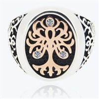 Anello Albero Della Vita 925 Donna in Argento Diamante 0.03 Ct 6A-ADV-8 - 6A-ADV-8